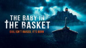 The Baby In The Basket Poster - Stormy Sea Small Boat upon it heading to island location