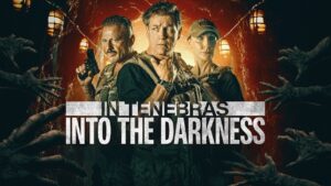 Hands reaching out of the darkness towards three soldiers