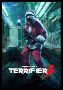Sinister Santa Clown Holding an Axe on USA Subway Train