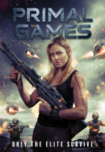 Spunky action lady holding a machine gun